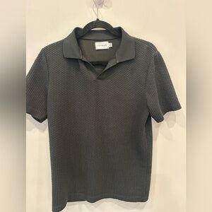 Topman Men’s Textured‎ Knit Polo Shirt Black Short Sleeve Size Small NWOT